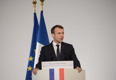 Vœux d''Emmanuel Macron au monde agricole, le 25 janvier 2018 à Saint-Genès-Champanelle (Puy-de-Dôme).