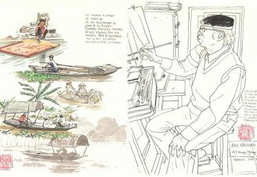 Bruno Pilorget en 2005 : peintre d’Hanoï et village flottant au Vietnam.