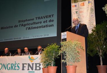 Le ministre de l'Agriculture, Stéphane Travert, s'était rendu au congrès de la FNB le 7 février.