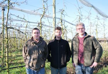 Louis Claveau, Baudouin de Prat et Wilfrid d'Angleville sont aux commandes des vergers de la Grande Monnerie depuis juillet 2023.