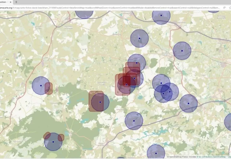 <em class="placeholder">Les aires de butinage partagées sont identifiées par un rectangle rouge.</em>