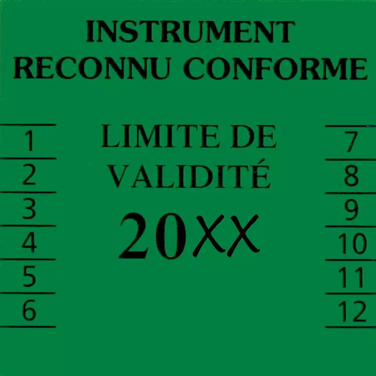 Si l’appareil ne comporte pas la vignette « instrument reconnu conforme » il ne peut donc pas être considéré comme appareil réglementé.