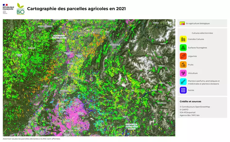 CartoBio, surfaces bio dans la Drôme