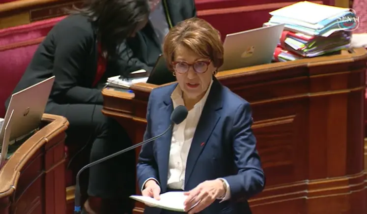 Annie Genevard devant les sénateurs.