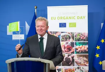 L'ancien commissaire à l’Agriculture Janusz Wojciechowski lors d'un discours pour la journée européenne du bio. 