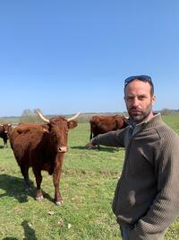 Sébastien Quinault, éleveur à Gourcé dans les Deux-Sèvres, fait vêler les deux tiers des vaches en mars et un tiers en septembre. Le chargement se situe entre 0,7 et 0,8 UGB/ha.