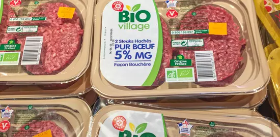 rayon viande bovine bio grande distribution Leclerc
