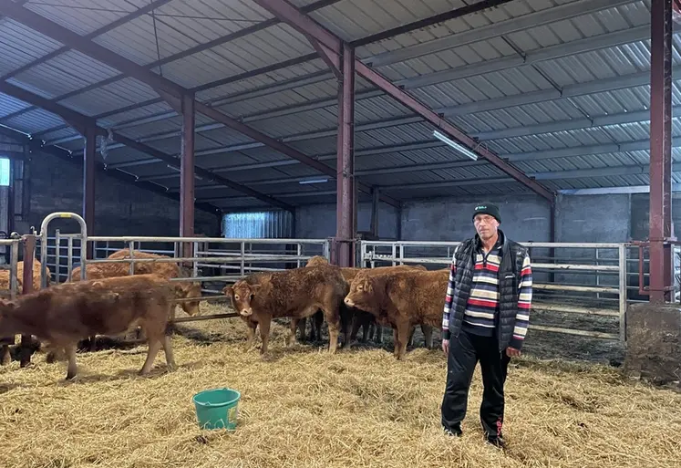 <em class="placeholder">Emmanuel Magne, éleveur de vaches limousines à Arches dans le Cantal</em>