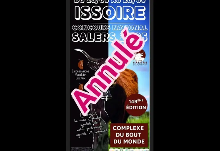 concours national salers 2025 annulation 
