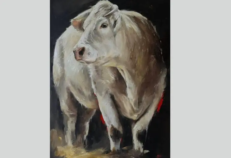 <em class="placeholder">Téquila, peinte par Sandrine Gay, d’après une photo d’Antoine Huvelin, Herd Book Charolais.</em>