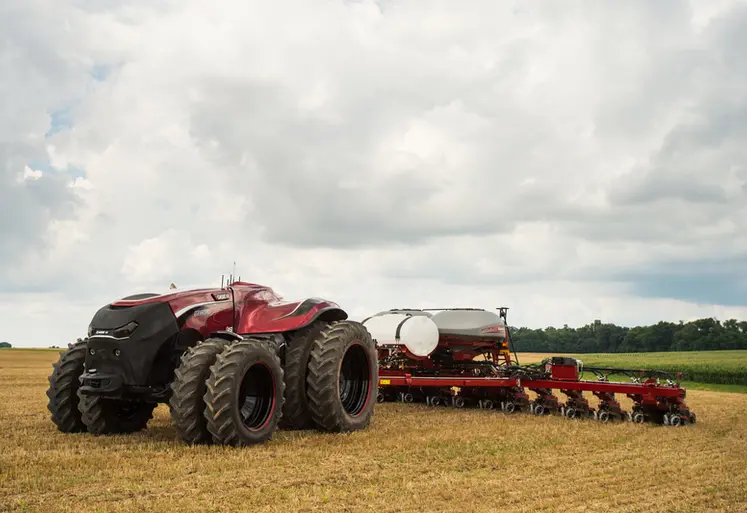 <em class="placeholder">Tracteur du futur, mis au point par le constructeur Case IH. Robot agricole mobile. Machine dépourvue de cabine et se déplaçant sans conducteur. robotisation de ...</em>