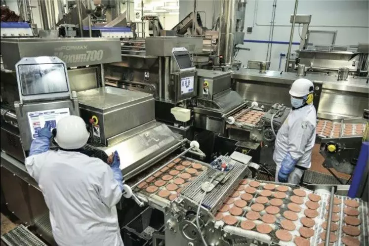 Production de steaks hachés dans l'usine McKey de Fleury-Les-Aubrais.