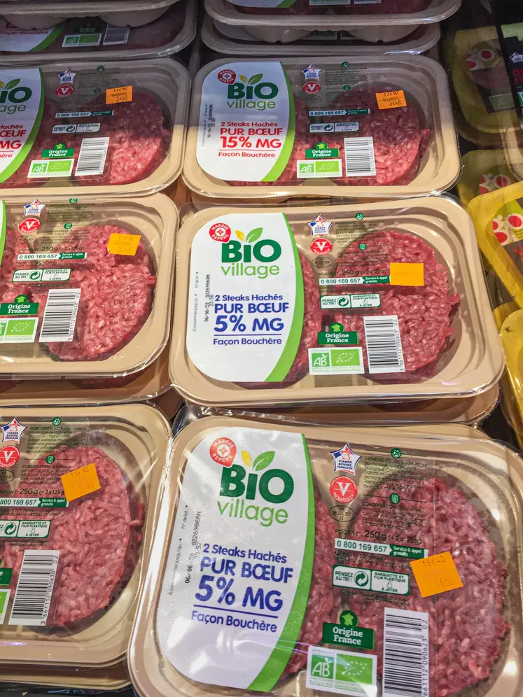 rayon viande bovine bio grande distribution Leclerc