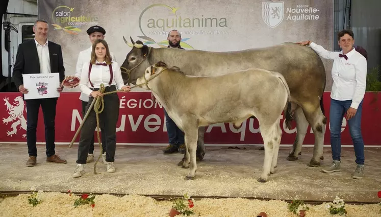 Le prix de championnat 2023 a été attribué à la vache adulte Laure suitée de trésor, appartenant à Isabelle Pécriaux, basée dans les Hautes-Pyrénées.