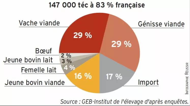 graph origine de la viande bovine vendue en boucherie traditionnelle en 2017