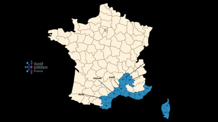 <em class="placeholder">Carte de présence de la tique Hyalomma marginatum en France</em>