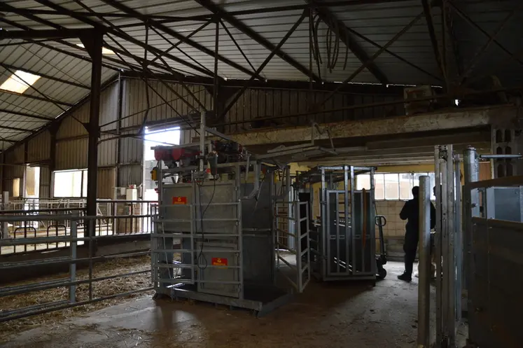 <em class="placeholder">Dans l’ancienne salle de traite, ont été installées deux cages de contention, l’une pour le parage et l’autre qui se règle en largeur, pour les soins.</em>