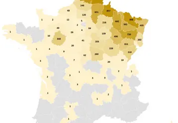 Nombre de foyers FCO BTV3 déclarés par département au 20 février 2025