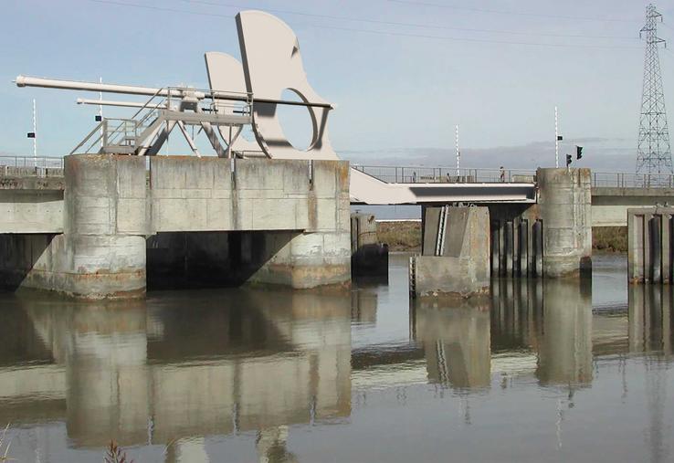 La travée mobile du pont (ci-dessus, la nouvelle mouture en visuel de synthèse) doit être complètement renouvelée ; elle sera soutenue par deux vérins, au lieu d'un seul auparavant.