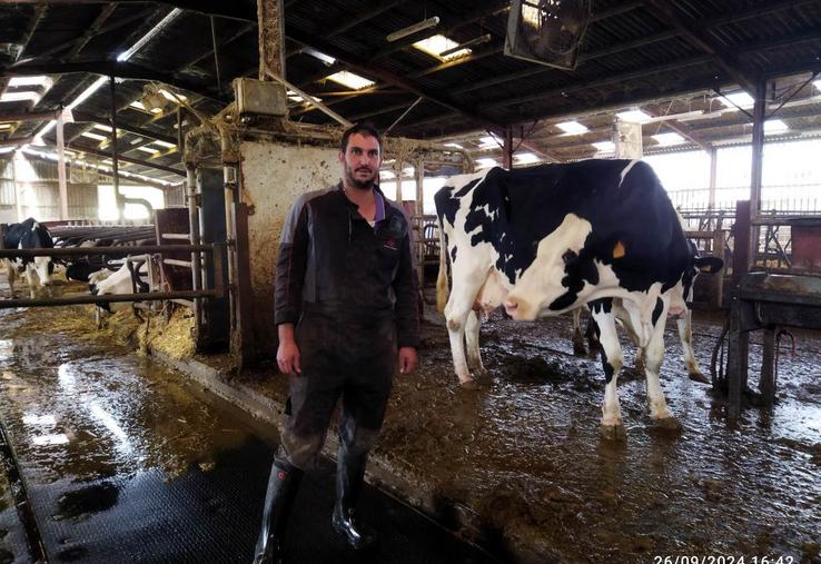 Pierre-Luc Vrignault, associé du Gaec, regrette de ne pas avoir équipé le bâtiment des vaches laitières plus tôt en tapis.