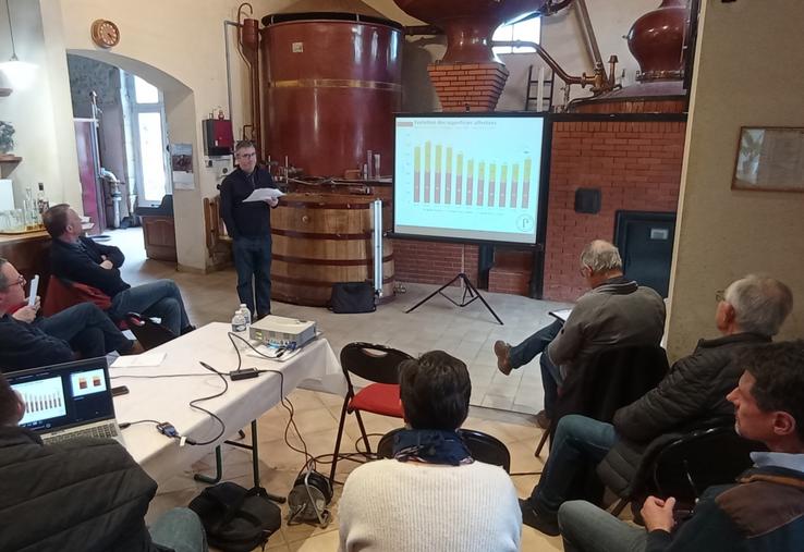 Pascal Guilloton a présenté les chiffres de la filière pour 2024 et les outils de maîtrise de la production disponibles pour le pineau des Charentes.