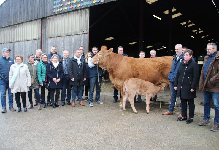 A Dienné, Oupette et son veau ont reçu la visite d'élus locaux.