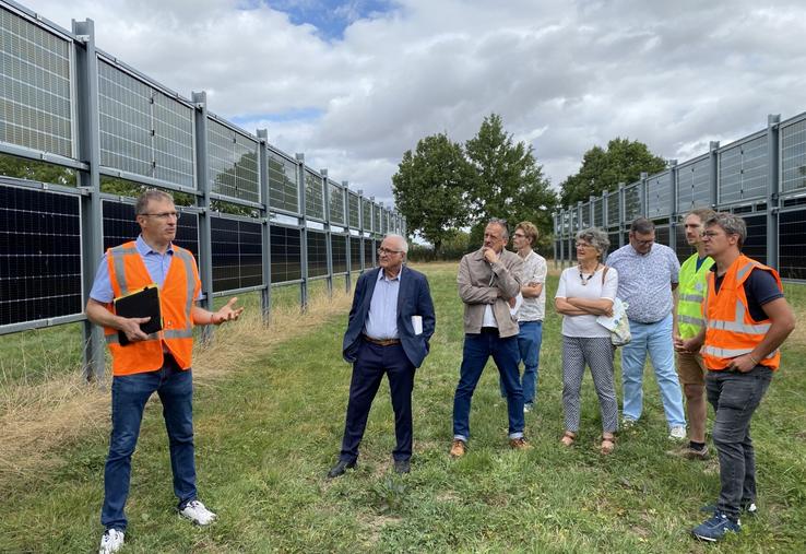 La parcelle est équipée de capteurs, sur la zone équipée comme sur la zone témoin. La première année d'expérimentation rend compte de fourrages présentant un meilleur taux d'azote
dans la partie ombragée par les panneaux.