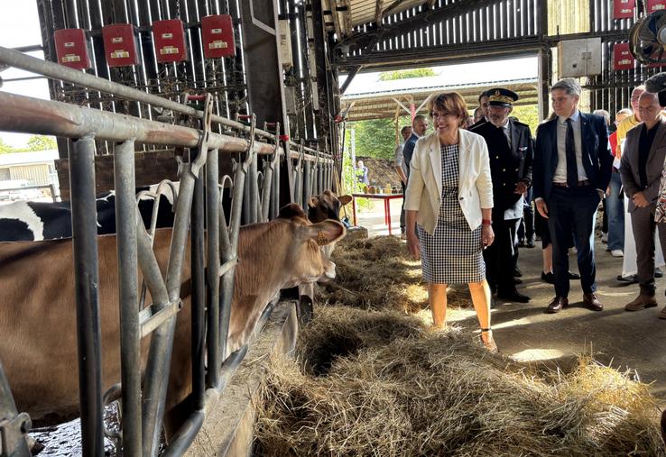 Annie Genevard a notamment parcouru l'exploitation du lycée de Venours.