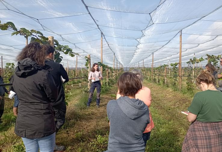 Axelle Benoist a expliqué son installation et la conduite de la production de kiwis, pendant toute la matinée du 15 septembre.