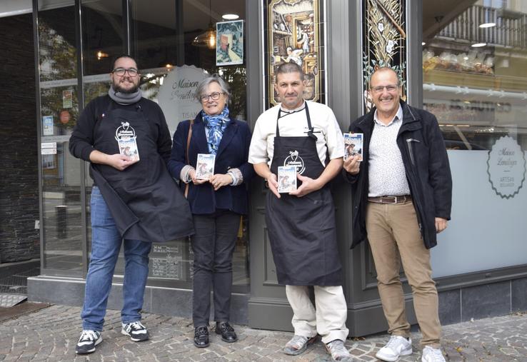 De gauche à droite : le torréfacteur Marc Fourchaud, la présidente de la Chambre de métiers Geneviève Brangé, le boulanger Michael Lemétayer et Patrick Magnon, référent du label "Artisan gourmand" à la CMA.