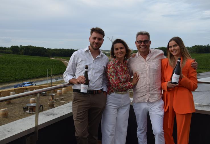 Louis, Nadège, Stéphane et Marie Branchaud, lors du lancement de Sparkling Gasconnière, le 20 août à Ozillac à la Distillerie de la Gasconnière.