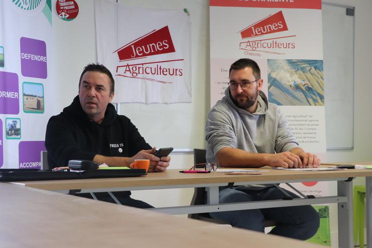 Yohann Guédon, secrétaire général de la FNSEA16 et Jérémy Richard, président des Jeunes Agriculteurs