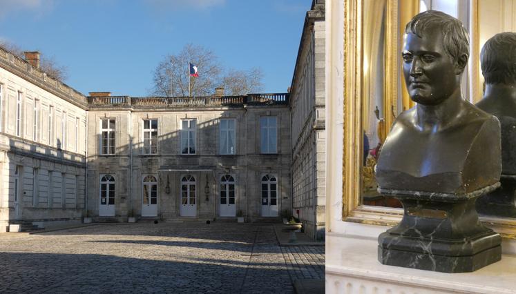 Le buste de Napoléon est toujours fièrement exposé dans la chambre où il a dormi lors de ses deux séjours rochefortais, à l’ancienne préfecture maritime.