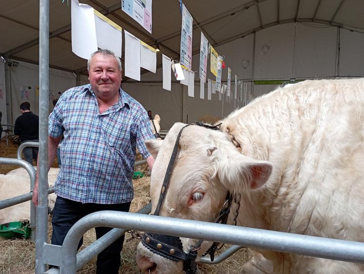 Max Soulard, habitué du Salon de l’agriculture, s’y rendra pour la 22ème année, avec Sonic, un taureau de race charolaise. (Photo d'archives)