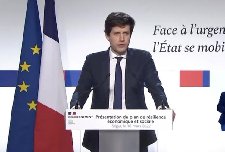 Le ministre de l'Agriculture, Julien Denormandie, a présenté les mesures agricoles du plan de résilience.