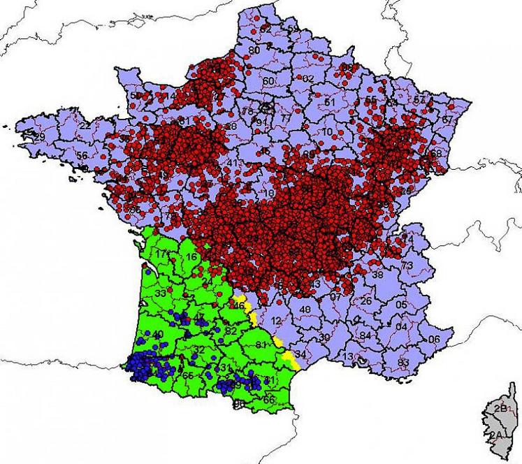 Extension des zones FCO au 29 août 2008