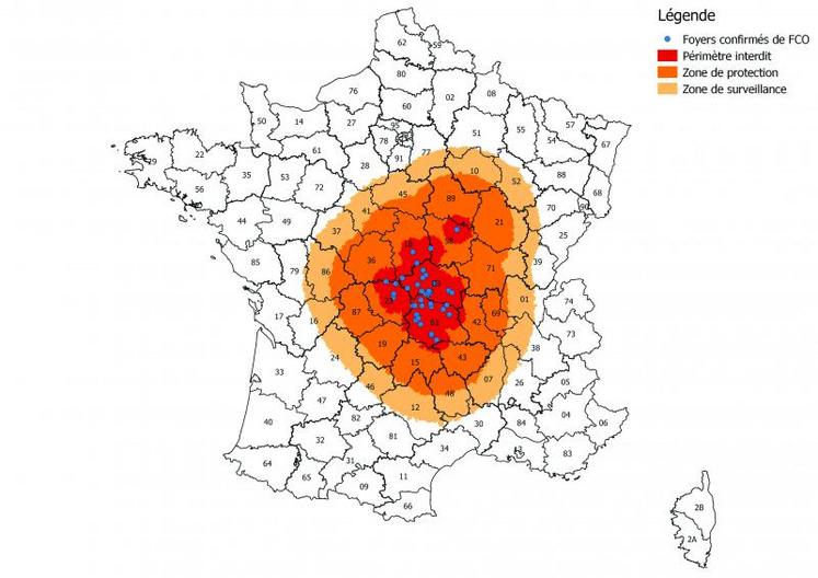 Le 2 octobre, le ministère a remis à jour sa carte des zones réglementées. La zone réglementée s’étend au nord (après le sud-est, la semaine précédente) mais reste identique pour ce qui concerne la Charente. Rappelons que depuis le 18 septembre, la Charente compte neuf communes en zone de protection (Abzac, Brigueuil, Brillac, Esse, Lesterps, Montrollet, Oradour-Fanais, Saint-Christophe, Saulgond) et 153 autres en zone de surveillance.