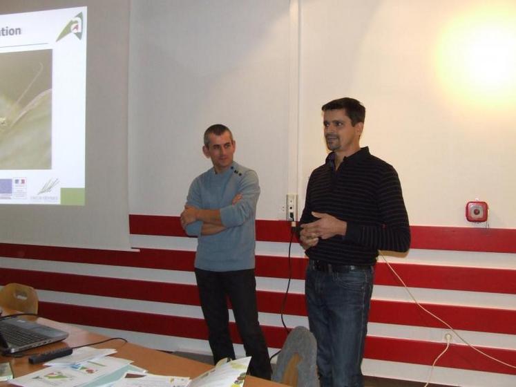 Jean-François Martineau et Rodolphe Nauleau ont témoigné de leur expérience lors du Festival de la haie au campus des Sicaudières à Bressuire.