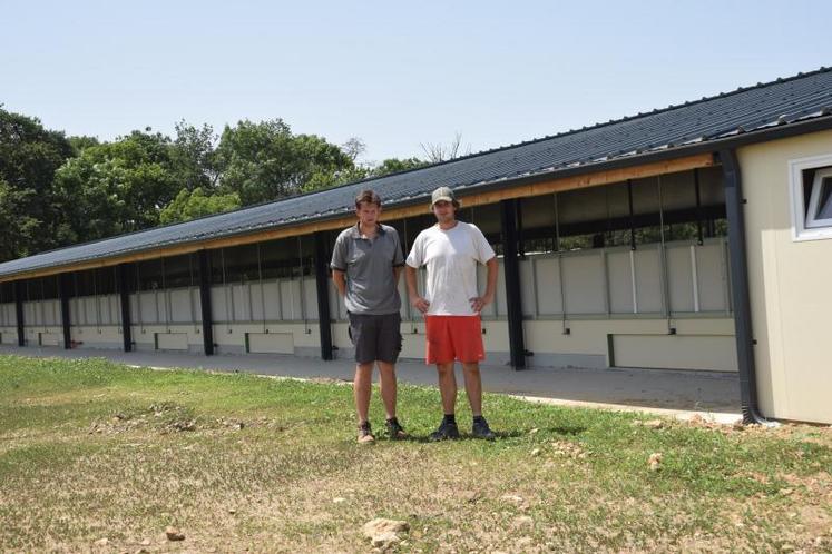 Thomas et Xavier Aubrun ont investi 200 000 euros dans deux bâtiments de 400 m2, avec un parcours de 2,5 hectares. Ils découvrent la production depuis l'arrivée des animaux il y a un mois.