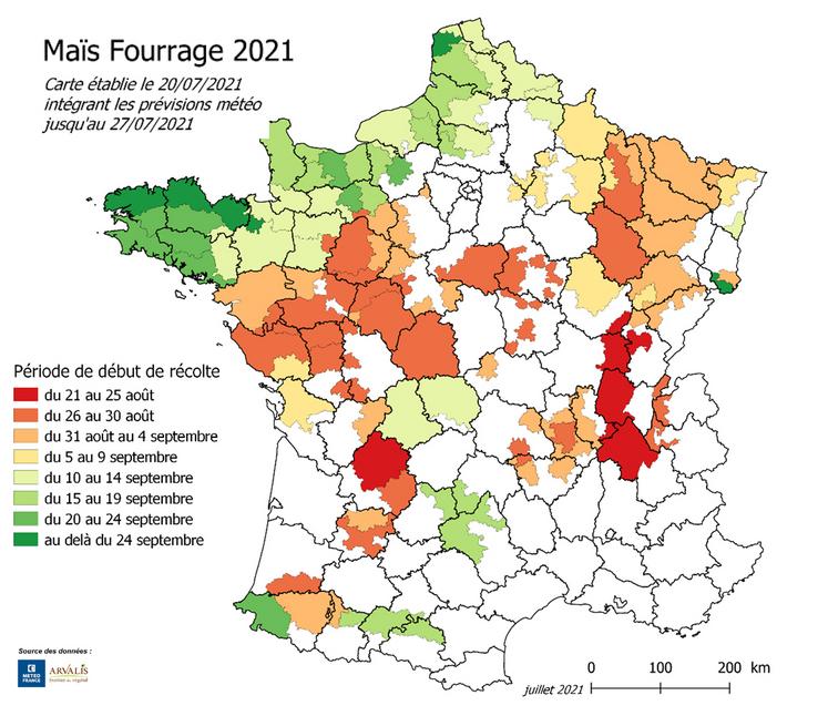 Carte récolte de maïs fourrages 2021