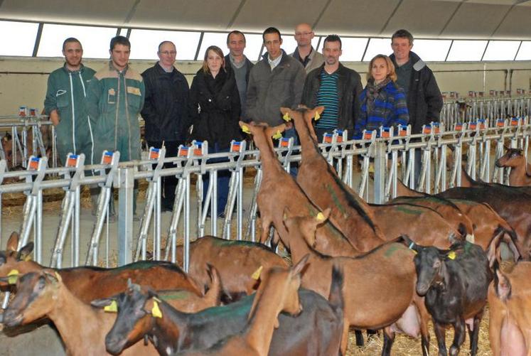 Les membres de l’association Capr’Inov sur l’exploitation du GAEC des Lois à Prahecq. Dans trois semaines le salon ouvrira ses portes à Niort. La filière se projette avec l’espoir de sortir rapidement de la crise qui sévit depuis deux ans.