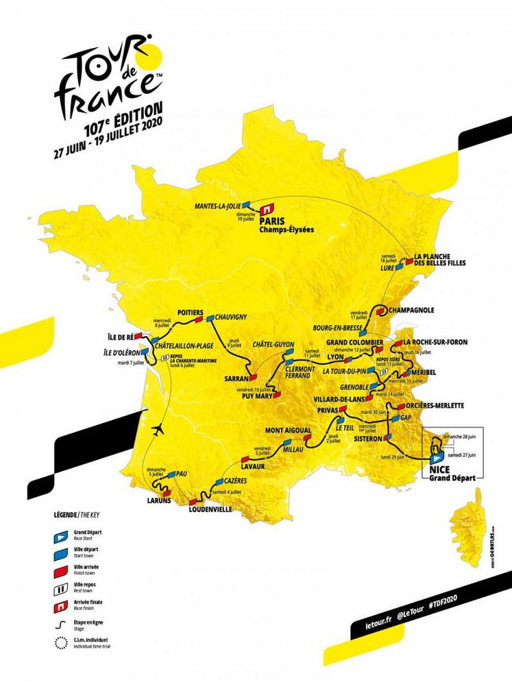 Le parcours du Tour de France 2020.