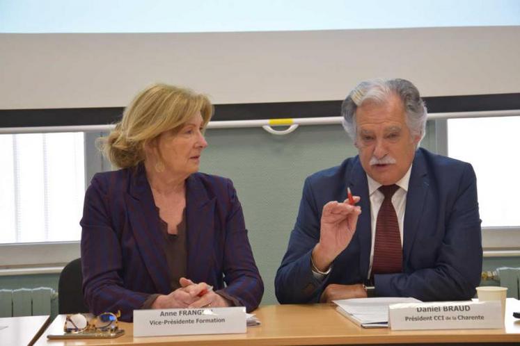 Anne Frangeul, vice-présidente, et Daniel Braud, président de la CCI Charente, ont présenté un plan d’actions tourné vers les entreprises et la formation.