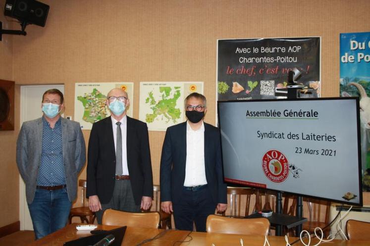 Laurent Chupin, Joseph Giraud, Patrick Roulleau ont présenté les actions et les projets du syndicat des laiteries.