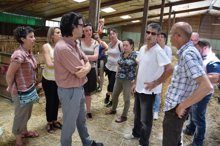 Alain Jousseaume (en blanc) a fait visiter son élevage aux orienteurs et prescripteurs de l’emploi agricole.