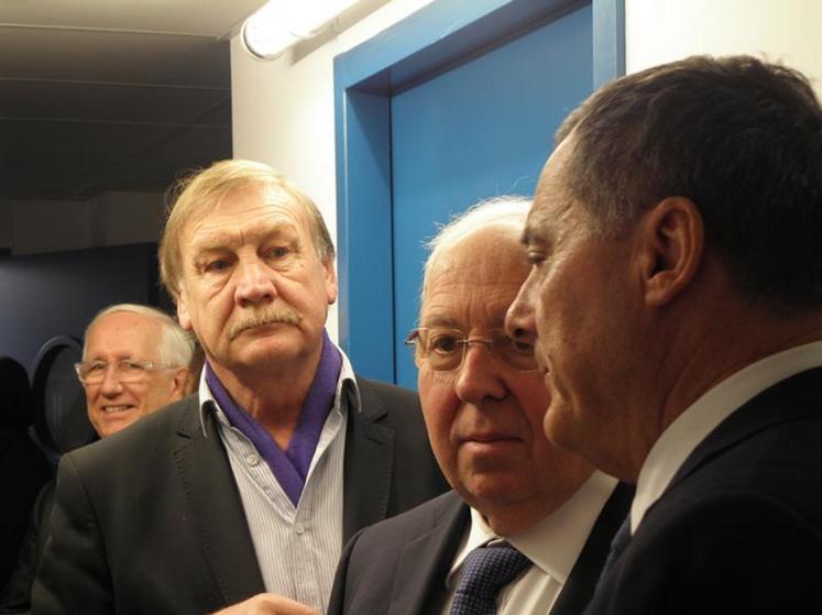 De gauche à droite : Jacques Mathieu, directeur général d’Arvalis, Christophe Terrain, président d’Arvalis, Jacques Maroteix, président d’Auréa et Antoine Simon, directeur d’Auréa.