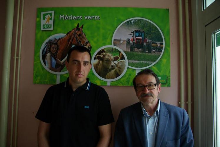 Arnaud Boucher et André Degorce, membre de la MFR et organisateurs du salon.