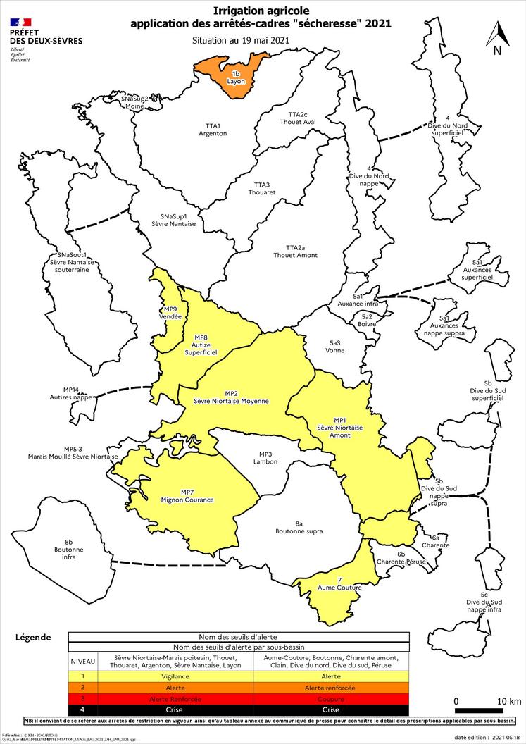 Deux-Sèvres, restriction d'irrigation, eau, agriculture