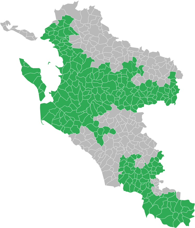 En vert, les communes éligibles à l'indemnisation des pertes de récolte.