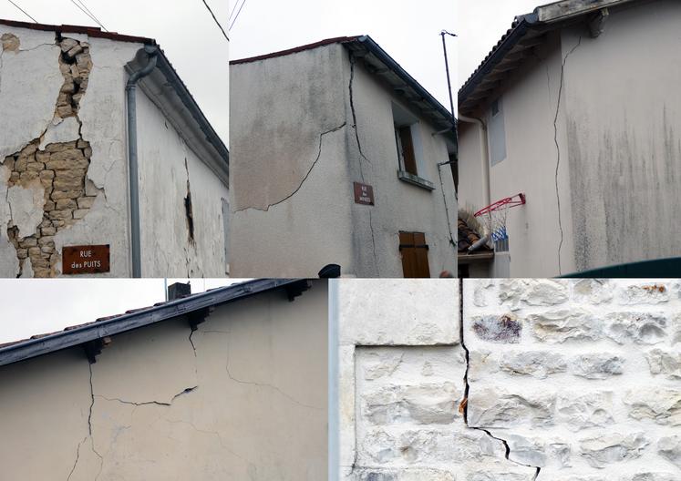 Les maisons du centre-bourg de La Laigne portent les traces bien visibles des secousses des 16 et 17 juin.